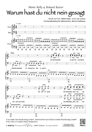 Chornoten für Männerchor: Warum hast du nicht nein gesagt 