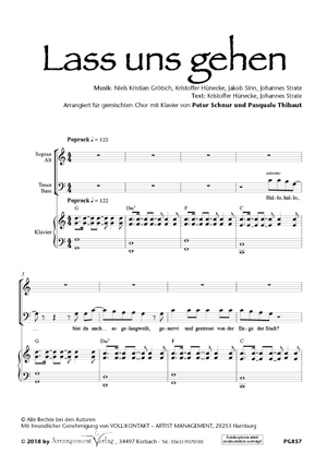 Chornoten für Männerchor: Lass uns gehen 