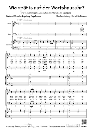 Chornoten für Männerchor: Wie spät is auf der Wertshausuhr? 