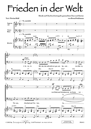 Chornoten für Männerchor: Frieden in der Welt 