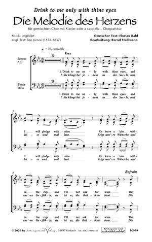 Chornoten für Männerchor: Die Melodie des Herzens 