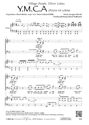 Chornoten für Männerchor: Y.M.C.A. 
