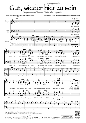 Chornoten für Männerchor: Gut wieder hier zu sein